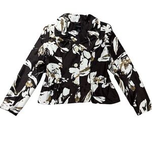 Ashro Floral Button Front Ruffle Peplum Jacket Size 8 Church Attire Tea-Time EUC